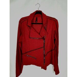 Porto San Francisco stretch zip Blazer Moto Jacket Maroon Womens size M Porto 2